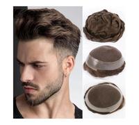 Tupé para hombre Peluca humana for hombre, postizo de encaje suizo de PU alrededor de prótesis, peluca for hombre, sistema de reemplazo de cabello puro hecho a mano, tupé Pelucas(Beige Blonde,6x8)