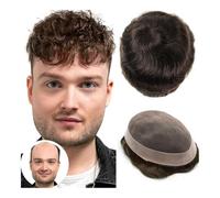 Tupé para hombre Peluquín de cabello humano for hombre, Mono fino, prótesis capilar for hombres, pelucas de cabello humano, reemplazo de cabello marrón, prótesis de cabello masculino Pelucas(Light bro