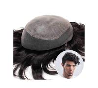 Tupé para hombre Peluquín for hombres, sistemas de cabello humano indio, prótesis capilar for hombres, parte superior de encaje de diamante con parte inferior de piel de PU completa sin nudos, peluquí