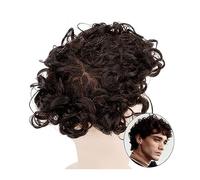 Tupé para Hombre Postizo rizado de 25 mm Prótesis de cabello mono masculino fino Hombres Toupee # 2 Sistema de reemplazo de cabello humano indio 7 "Remy Hair Men's Toupee Peluca rizada Peluca de Hombr