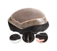 Tupé para hombre Prótesis capilar for hombres, Mono fino, pelucas de cabello humano Remy indio, Mono duradero, peluquín masculino de PU, reemplazo de cabello Natural, cabello negro y marrón Pelucas(Br