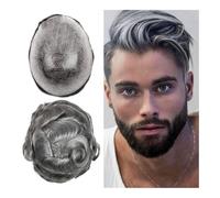 Tupé para hombre Prótesis capilar for hombres, peluquín de cabello humano completo de PU de 0,12 cm con nudos, unidad de sistema de cabello Remy indio Pelucas(8x10)