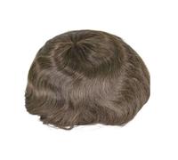 Tupé para hombre Sistema de peluca peluquín cabello humano for hombres con encaje francés y rayita PU pieza repuesto 7x9 pulgadas(4#)