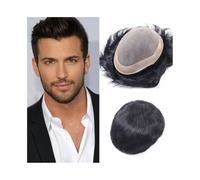 Tupé para hombre, sistema de reemplazo de cabello humano, prótesis de cabello masculino, peluca monofónica para hombre (color negro apagado, 7 x 9)