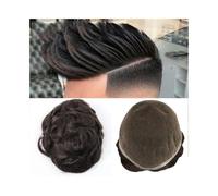 Tupé para hombre Sistema de reemplazo de cabello indio Remy, peluca de piezas de cabello humano de encaje suizo de 8x10 pulgadas for hombre, peluquín de encaje completo hecho a mano for hombre Pelucas