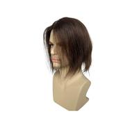 Tupé para hombre Sistemas de reemplazo cabello humano, peluquín for hombres, postizo mono encaje con PU alrededor 9 pulgadas(Dark Brown)