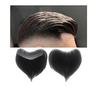 Tupé para hombre Tupé con línea de cabello for hombre Postizo frontal de 6 "Peluca de cabello humano de 100% densidad Forma frontal en V 0.05-0.14 mm Piel fina Base de PU # 1B Apagado Negro Tupé for h