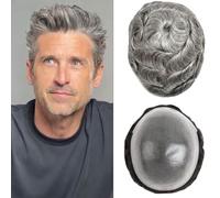 Tupé para hombre Tupé de cabello for hombres, 0,06 mm, piel sintética, cabello humano, tupé for hombres, sistema de cabello de tupé de PU duradero for hombres Pelucas(Jet Black,7x9)