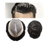 Tupé para Hombre Tupé Mono fino for hombre, cabello Remy de 6 ", sistema de reemplazo de cabello de piel polivinílica, peluca de monofilamento de PU duradero de densidad 120%, tupé for hombres Peluca