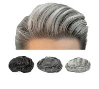 Tupé para hombres Peluca for hombre de piel fina con bucle en V, peluca de peluquín for hombres, cabello Natural Remy, cabello humano gris de 0,03mm, sistema de prótesis capilar for hombres Piezas de