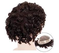 Tupé para hombres Peluca rizada rizada for hombres Mono fino superior y peluquín de cabello perimetral de PU Prótesis de cabello masculino transpirable Capilar Unidad de sistemas de cabello humano sua