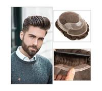 Tupé para hombres Prótesis capilares for hombres, peluquín de cabello humano for hombres, parte superior de encaje suizo con PU alrededor, peluquín for hombres, línea de cabello natural, unidades de s