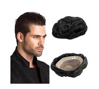Tupé para hombres Tupé de cabello humano for hombres Mono fino y NPU alrededor Tupé for hombres Postizo indio Remy Unidad de sistema de reemplazo de cabello Prótesis capilar masculina transpirable Pie