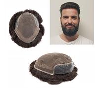 Tupé para hombres Tupé for hombres Encaje francés y base perimetral de PU Densidad media Piezas de cabello for hombres Prótesis de cabello humano masculino Unidad de sistema capilar natural transpirab