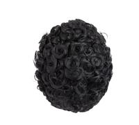Tupé rizado de 20 mm for hombre, base de piel sintética de 0,1 mm, cabello humano negro transpirable, sistema de reemplazo. Hair Pieces Replacement(8"x10")