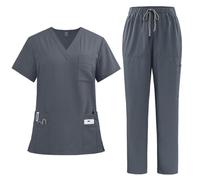 TUPOSTAR Conjunto De Uniforme MéDico, Top con Cuello En V Y Bolsillo Y PantalóN Deportivo con CordóN, Uniforme MéDico Ligero De Manga Corta, para Enfermeras, Esteticistas,01,XXL