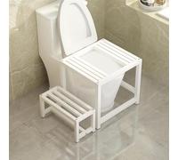 TUPOSTAR Estructura para Inodoro En Cuclillas, Ayuda para La TransicióN De Inodoro A Inodoro En Cuclillas, con ReposapiéS Y Almohadillas Antideslizantes,Blanca,48cm