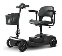 TUPOSTAR Scooter De Movilidad Plegable De 4 Ruedas, Color Rojo, Silla De Ruedas EléCtrica para Adultos Mayores, Scooters De Movilidad EléCtricos con AutonomíA De 24 A 40 Km,Negro