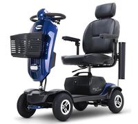 TUPOSTAR Scooter De Movilidad Plegable, Scooter De Viaje Compacto, PortáTil Y Resistente, con Cesta Portavasos Y Puerto USB, Silla De Ruedas EléCtrica para Adultos Mayores,Azul