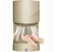 TUPOSTAR Secadores De Manos AutomáTicos con Bandeja, Secador De Manos De Alta Velocidad con Sensor De Viento, Secador De Manos Mural, para Uso Comercial En BañOs,Oro