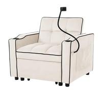 TUPOSTAR Sofá Cama Convertible, Sofá Cama Individual PequeñO Tipo FutóN De Terciopelo, con Soporte para TeléFono Y Puertos USB, Sofá Cama Desplegable, para Sala De Estar,02