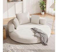 TUPOSTAR Sofá Cama Plegable, Sofá De Suelo Redondo De Pana, con 3 CóModas Almohadas, Sofá Cama Convertible 2 En 1, para Sala De Estar, Apartamento, Sin Ensamblaje,Blanca