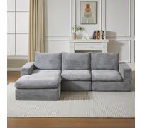 TUPOSTAR SofáS Jumbo De 3 Plazas De Pana, Sofá De Pana De Tela, Sofá Modular Seccional En Forma De L, Sofá Tapizado para Zurdos Y Diestros, para Sala De Estar Y SalóN,Beige