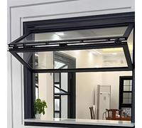 TUPOSTAR Ventana De ConcesióN para Food Trucks, Ventana De Servicio De AleacióN De Aluminio, con Vidrio Templado, Ventanas Corredizas PequeñAs De ElevacióN Vertical,Negro,WxH:26x42in/66x107cm
