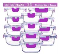 Tupper Recipientes Cristal Para Alimentos 24 Piezas (12 recipientes y 12 tapas)