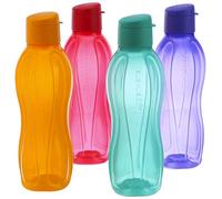 Tupper Ware Tupperware - Juego de 4 botellas de agua abatibles de 750 ml, multicolor