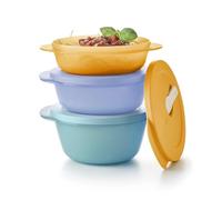 Tupperware Essentials Store, Serve & Go - Juego de cuencos medianos de 3 piezas, almacenamiento de alimentos, recipiente duradero y portátil, ideal para preparar y servir, mantiene la comida fresca,