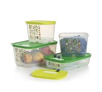 Tupperware FridgeSmart - Juego de 4 recipientes para almacenar y prolongar la vida útil de los productos + tapas, apto para lavavajillas y sin BPA