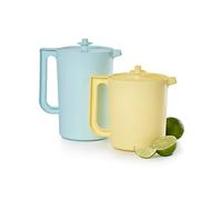 Tupperware Heritage - Juego de jarras en colores azul y amarillo vintage, aptas para lavavajillas y sin BPA (juego de 2, 1.5 cuartos de galón/2 cuartos de galón)