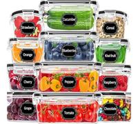 Tupperware - Juego de 12 recipientes herméticos para alimentos con tapa, recipientes herméticos para alimentos