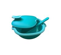Tupperware Pequeño Super Servierstar Thermo-Duo + Cuchara Utensilio de Cocina Chef Mantener Caliente Warmie Tups con Cuchara para Servir, Turquesa Aqua, 2,4 litros, 2400 ml