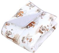 TupTam Baby Play Mat Manta para Niños Pequeños 120 x 120 cm Manta de Juego Grande para Niños Acolchada XXL, Zorros Bicicleta Búho Bosque Beige