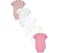 TupTam Body Bebe Manga Corta 5 Piezas - Bodies Bebe Algodón con Cierre Cruzado para Niño y Niña, Blanco Ecri Gris claro Rosa viejo Rosa, 80