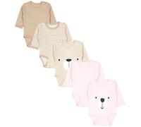 TupTam Body Bebe Manga Larga 5 Pack Algodon Estampado Nino Nina OEKO-TEX, Caras de animales Beige Rosa lunares Rayas, 86