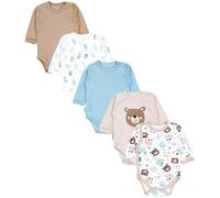 TupTam Body Bebe Manga Larga 5 Unidades - Bodies Bebe con Cierre Lateral en Algodón para Niño y Niña, El oso deja el iceberg beige, 56