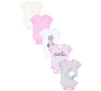 TupTam Body Bebé Niña 5 Piezas - Bodies Bebé de Algodón Manga Corta para Verano o Ropa Interior, Raya/Jirafa/Conejo/Rosa/Blanco/Gris, 80