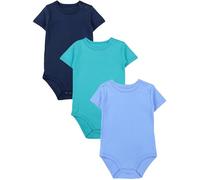 TupTam Body Bebé - Pack de 3 Bodies Bebé Recién Nacido, Body Bebé Niño y Niña 100% Algodón, Azul Vaquero/Azul Oscuro/Verde Oscuro, 134