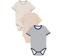 TupTam Body Bebé - Pack de 3 Bodies Bebé Recién Nacido, Body Bebé Niño y Niña 100% Algodón, Rayas Mix Beige Claro Azul Oscuro Beige Uni, 104