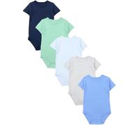 TupTam Body Bebé - Pack de 5 Bodies Bebé Niño 0-3 Meses - Body Bebé 100% Algodón Transpirable, Azul Oscuro Azul Verde, 98