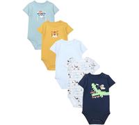TupTam Body Bebé - Pack de 5 Bodies Bebé Niño 0-3 Meses - Body Bebé 100% Algodón Transpirable, Cocodrilo/Azul oscuro/Tigre/Amarillo mostaza/Cebra/Azul, 92