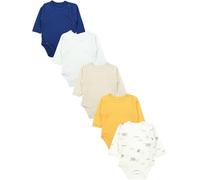 TupTam Body Bebé - Pack de 5 Bodies Bebé Recién Nacido, Body Bebé Niño con Cierre Frontal, 100% Algodón, Amarillo_Azul_Beige_Animales_Gris, 50