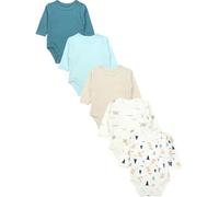 TupTam Body Bebé - Pack de 5 Bodies Bebé Recién Nacido, Body Bebé Niño con Cierre Frontal, 100% Algodón, Osos animales azul-beige, 68