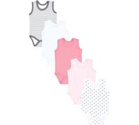 TupTam Body Bebe Sin Mangas Pack de 5 - Bodies Bebe Niña Algodón para Verano o como Ropa Interior, Estrellas rayas gris polvo rosa lunares, 104
