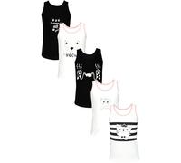 TupTam Camiseta Interior Niña 5 Unidades - Camisetas Interiores Niña en Algodón Suave, Gatos Crema Negro, 110-116