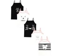 TupTam Camiseta Interior Niña - Pack de 5 Camisetas Tirantes Niña de Algodón Suave, Gatos Crema Negro, 134-140