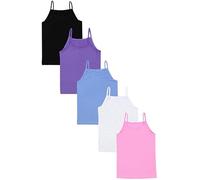 TupTam Camiseta Interior Niña - Pack de 5 Camisetas Tirantes Niña de Algodón Suave, Rosa Violeta Azul Negro Gris, 122-128